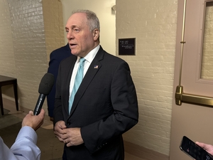 U.S. House Majority Leader Steve Scalise, R-La., speaks to reporters in the basement of the Capitol building in Washington, D.C., on Tuesday, June 9, 2026.  (Photo by Jennifer Shutt/States Newsroom)