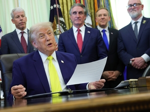 President Donald Trump speaks during a "Beautiful, Clean Coal" event in the Oval Office of the White House on June 4, 2026 in Washington, D.C. Behind him, left to right, are Energy Secretary Chris Wright, Interior Secretary Doug Burgum and EPA Administrator Lee Zeldin. (Photo by Kevin Dietsch/Getty Images)