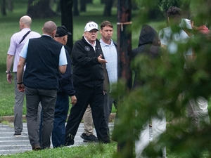President Donald Trump tours East Potomac Golf Links on June 28, 2026 in Washington, D.C. Trump has announced a plan to renovate the golf course. (Photo by Aaron Schwartz/Getty Photos)