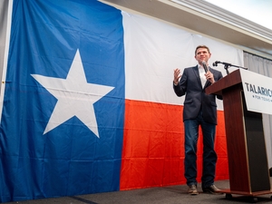 Democratic U.S. Senate candidate James Talarico speaks during a “Talarico for Texas: Frontera Tour” campaign rally at the La Posada facility on July 14, 2026 in Laredo, Texas. Talarico continues campaigning across the state against Republican U.S. Senate candidate and Texas Attorney General Ken Paxton ahead of the November 3rd general elections. (Photo by Brandon Bell/Getty Images)