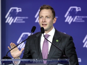 U.S. Rep. Max Miller, R-Ohio, speaking with attendees at the Republican Jewish Coalition's 2023 Annual Leadership Summit at the Venetian Convention &amp; Expo Center in Las Vegas, Nevada, on Oct. 28, 2023. (Photo by Gage Skidmore)