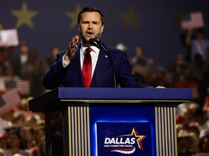 DALLAS, TEXAS - SEPTEMBER 10: U.S. Vice President JD Vance speaks on stage on the second day of the 2026 Republican National Convention at the American Airlines Center on September 10, 2026 in Dallas, Texas. U.S. President Donald Trump is headlining the Republican National Committee's first-ever midterm convention as he aims to highlight his administration’s achievements and rally support for GOP candidates just two months before the upcoming elections being held on November 3. (Photo by Justin Sullivan/Get
