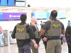 Federal immigration officers were at the Hartsfield-Jackson Atlanta International Airport on March 23, 2026 to help with airport security as a partial governemnt shutdown continued. (Photo by Ross Williams/Georgia Recorder)