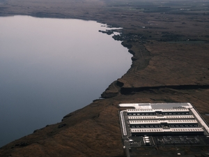 An explosion of data center facilities, including the one pictured here in northeast Oregon on May 18 have been built along the Columbia River Gorge during the last few years. (Photo by Jordan Gale/Oregon Capital Chronicle)