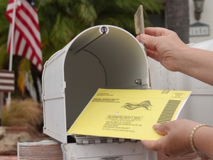 A U.S. Postal Service whistleblower in a report released Sept. 1, 2026, alleged that USPS rushed the development of electronic tools to comply with a Trump administration policy placing new restrictions on mail-in voting. (Photo by Simone Hogan/Getty Images)
