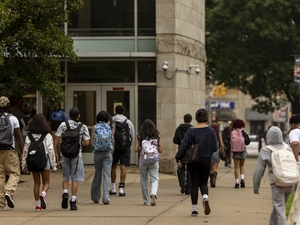 The first day of school at Bloomfield High School in Bloomfield, New Jersey, on Sept. 2, 2026. (Photo by Anne-Marie Caruso/New Jersey Monitor)