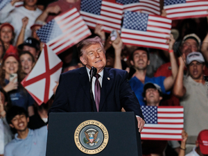 President Donald Trump speaks at the Mitchell Center at the University of South Alabama in Mobile, Alabama on Oct. 2, 2026, as he campaigns in GOP-leaning states ahead of the midterms. (Photo by Dan Anderson/Alabama Reflector)