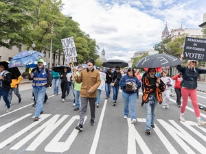 Participants in a No Kings day event march toward the U.S. Capitol in Washington, D.C., on Oct. 17, 2026. The Umbrella Walk 4 Change was one of thousands of No Kings events across the nation encouraging early voting. (Photo by Baya Burgess/States Newsroom)