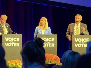 Despite vow of bipartisanship, gubernatorial candidates spar in first televised debate