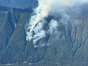 Wildfire near Hoh River in Olympic National Park still burning after rain