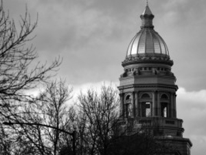 The Wyoming Capitol during the 2026 legislative budget session. (Mike Vanata/WyoFile)