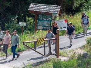 Vance and son hike scenic Forest Service trail in Jackson Hole