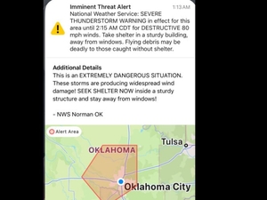 Intense storms trigger rare emergency alert in Oklahoma
