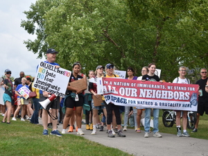 Public march counters pro-deportation event in central Indiana