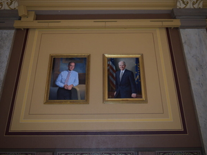 Indiana’s gubernatorial portraits get a new home in Statehouse hallways