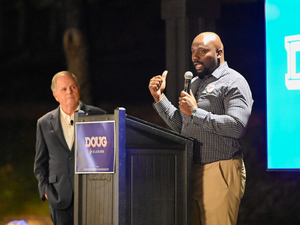 Former Tuberville player joins Doug Jones on campaign trail in Auburn