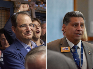 Weiser debates independent Lopez in first Colorado governor debate, with Marx absent
