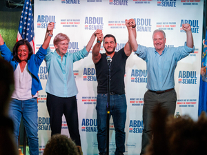 El-Sayed, Warren court McMorrow supporters at Ferndale rally