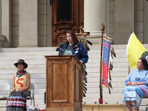 Tribal leaders, clean water advocates rally in Lansing as Line 5 fight intensifies