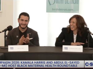 Former VP Kamala Harris stumps with Abdul El-Sayed in Michigan, highlighting Black maternal health