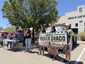 New Mexicans protest outside BLM office over proposal to undo Chaco Canyon mining protections