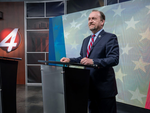 New Mexico GOP gubernatorial nominee Hull takes debate stage solo as Haaland opts to see farmers