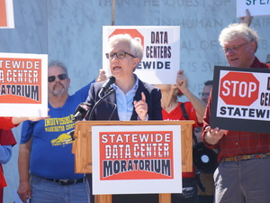 Gov. Kotek pauses data centers on state land. Capitol demonstrators want her to go further.