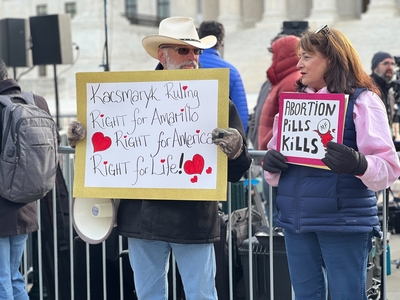Anti-abortion activists from Amarillo, Texas, home of the federal district court where Alliance for Hippocratic Medicine v. FDA was originally filed, traveled to Washington to support restricting medication abortion. (Sofia Resnick/States Newsroom)