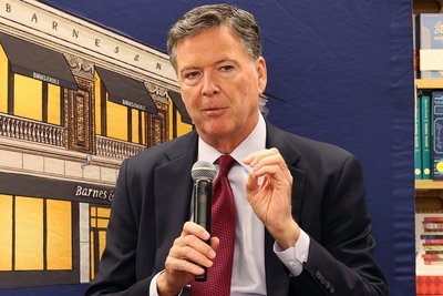 James Comey, former FBI Director, speaks at the Barnes &amp; Noble Upper West Side on May 19, 2025 in New York City. (Photo by Michael M. Santiago/Getty Images)