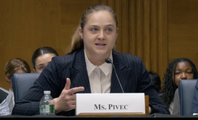 Mikayla Pivec said she worked more than 50 hours per week as a women’s college basketball player, but earned less than $8 an hour from a $1,600 monthly stipend.