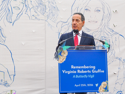 U.S. Rep. Jamie Raskin, D-Md., spoke at a memorial service for Virginia Roberts Giuffre in Washington, D.C., on Saturday, April 25, 2026. (Photo by Ashley Murray/States Newsroom)