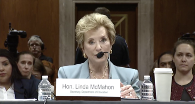 U.S. Education Secretary Linda McMahon testifies at a hearing in the U.S. Senate Appropriations Subcommittee on Labor, Health and Human Services, Education, and Related Agencies on April 28, 2026.