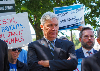 U.S. Sen. Sheldon Whitehouse, D-R.I., at a press conference opposing the Trump administration's $1.776 billion "anti-weaponization" fund on Capitol Hill on Tuesday, June 2, 2026. (Photo by Ashley Murray/States Newsroom)
