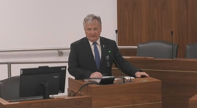 Dale Folwell at a podioum