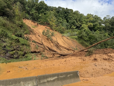 a flood damaged road