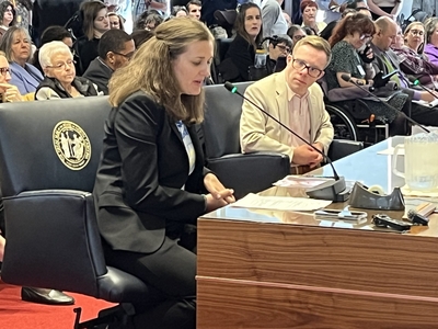 Dr. Kate Westmoreland talks to NC legislators on April 29, 2026. (Photo: Lynn Bonner/NC Newsline)