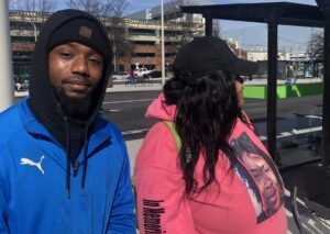 People waiting for a bus in Richmond, Va.