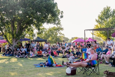 Crowd during the Pride Festival hosted by Basin Pride at The Vine in Odessa, Texas.