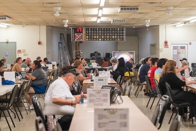 Flags at the VFW Post 4372 on the first night of Bingo hosted by Pride Center West Texas on May 23, 2024 in Odessa.