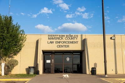 EAGLE PASS, TEXAS - November 7, 2024: The exterior of Sheriff Tom Bowles Maverick County Law Enforcement Center in Eagle Pass, Texas. Ilana Panich-Linsman for The New York Times
