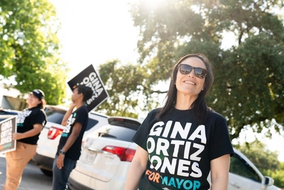 Gina Ortiz Jones at the Lions Field on election day on May 3.