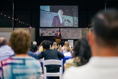 State Rep. James Talarico, D-Austin, speaks during the Hays County Democrats' annual gala at Dripping Springs Ranch Park on Sunday, August 24, 2025.