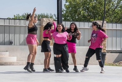 Maverick Dance Team performs during the Pride Festival hosted by Basin Pride at The Vine in Odessa, Texas.