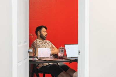 Pride Center founder Bryan Wilson holds meeting with board members at Pride Center West Texas in Odessa on May 28, 2024.