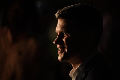 Texas Rep. James Talarico D-Austin smiles while greeting attendees after a campaign kick-off rally at Centennial Plaza on Tuesday, Sept. 9, 2025 in Round Rock, Texas. Talarico stayed after the rally to greet and take photos.