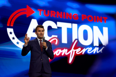 Founder and executive director of Turning Point USA Charlie Kirk speaks at the opening of the Turning Point Action conference on July 15, 2023 in West Palm Beach, Florida. (Photo by Joe Raedle/Getty Images)
