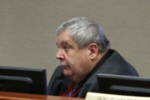 Sen. Arch Beal, R-Sioux Falls, listens to testimony during a Senate Judiciary Committee hearing on Jan. 18, 2024. (Makenzie Huber/South Dakota Searchlight)