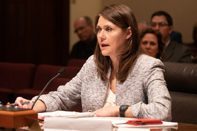 Kathleen Kauth introduces a bill before a hearing