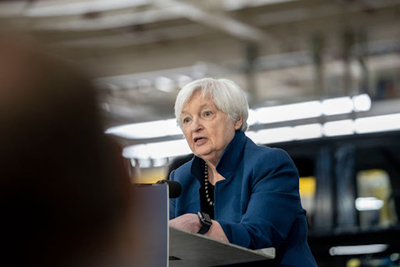 Treasury Secretary Janet Yellen on Sunday announced that deposits in Silicon Valley Bank and Signature Bank would be covered by federal deposit insurance. Yellen is shown here on Sept. 8, 2022, in Dearborn, Michigan. (Photo by Sarah Rice/Getty Images)