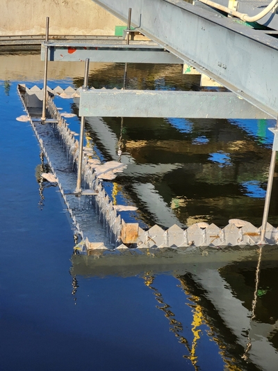 One of the Cummins-Varner Wastewater Treatment Plant clarifiers after being repaired in March 2025.